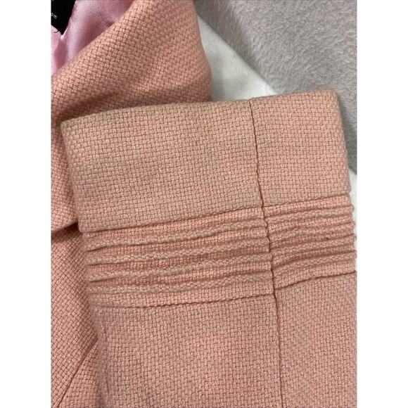 Vintage Coffee Shop Coat Womens Medium Pink Wool Blend Removable Faux Fur Collar - Picture 8 of 16